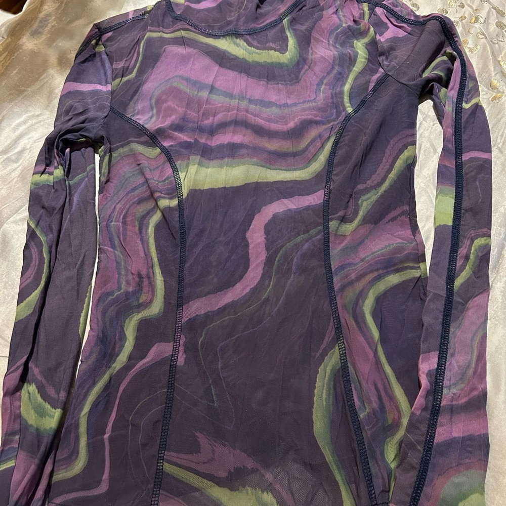 Multicolor Sheer Long Sleeve Top